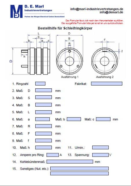 D.E. Marl Bestellhilfe Schleifringkörper