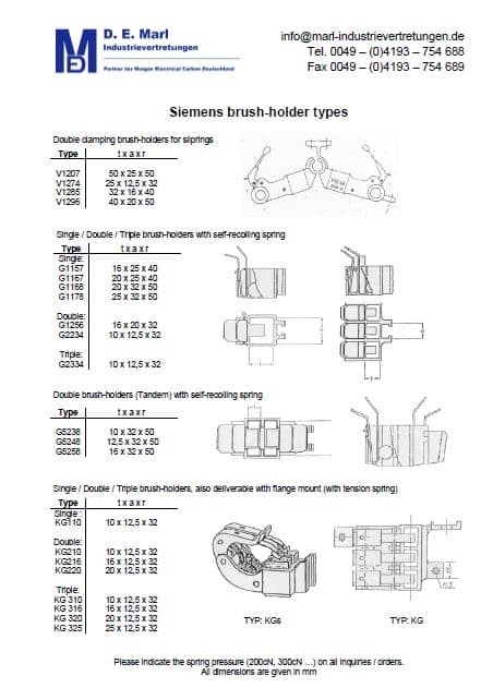 Siemens Brush holders