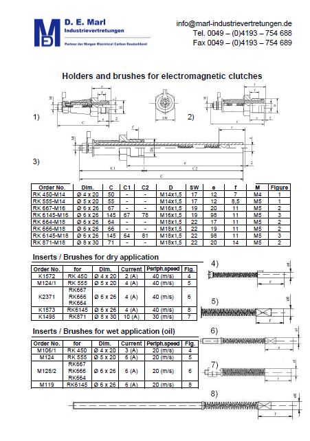 Holder and brushes for electromagnetic clutches