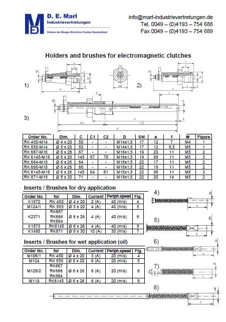 Holder and brushes for electromagnetic clutches