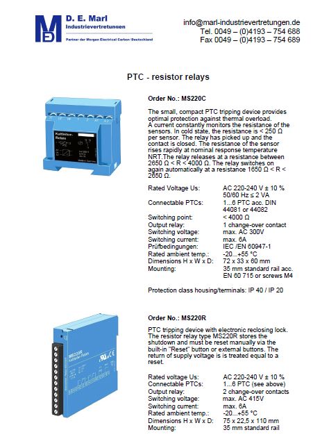PTC monitoring relays