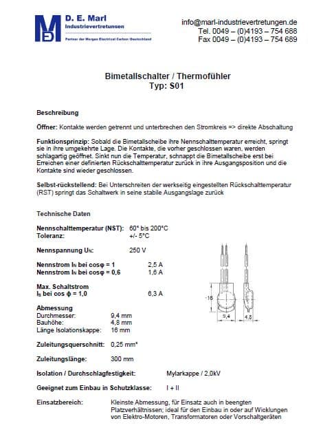 Thermofühler S01 Öffner