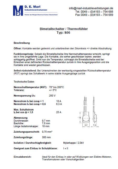 Thermofühler S06 Öffner