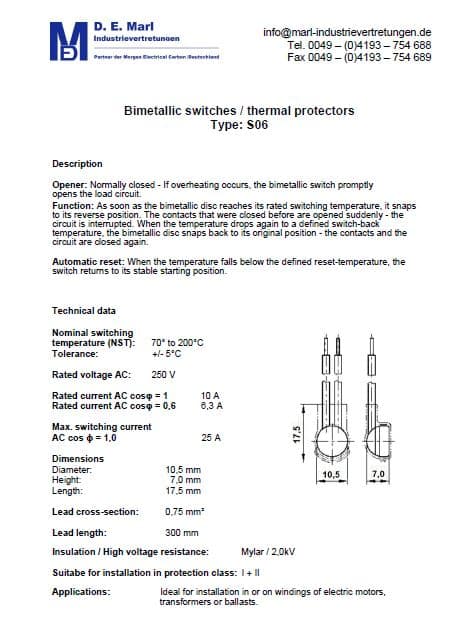 Bimetallic switch S06 Opener