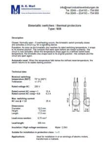 Bimetallic switch S08 Closer